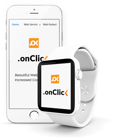 Beli telefon i beli pametni sat sa logoom web servisa naKlik